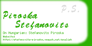 piroska stefanovits business card